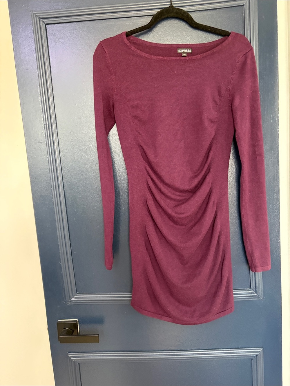 Express Long-Sleeve Ruched Bodycon Dress - Plum